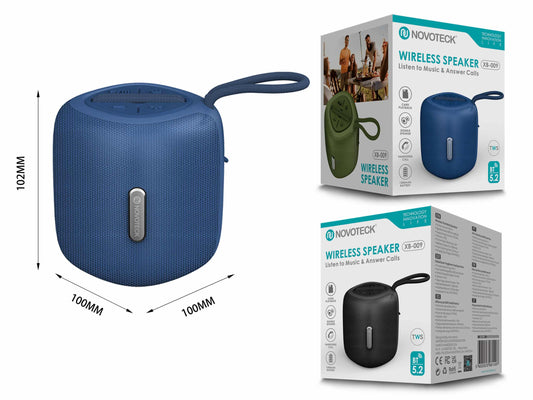 Coluna Portátil NOVOTECK XB-009 Azul– Liberdade Sem Fios e Design Prático para o Dia-a-Dia