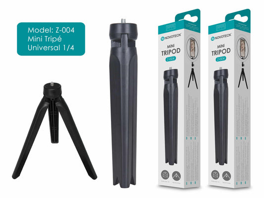 Mini Tripé Universal Novoteck Z-004 - Compatível com Câmeras e Equipamentos de Vídeo, Portátil e Estável