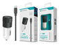 Kit Carregador Automóvel 2.4A 2 USB Negro com Cabo Micro USB Q-001V