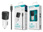 Kit Carregador Automóvel 2.4A 2 USB Negro com Cabo Lightning Q-001L