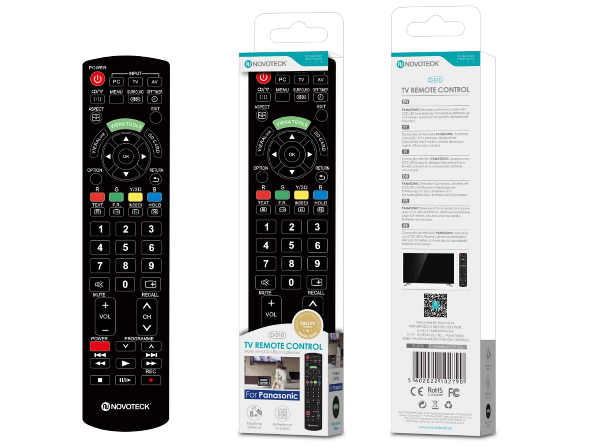 Controle Remoto Novoteck VERA Tools D-010 Universal para Panasonic