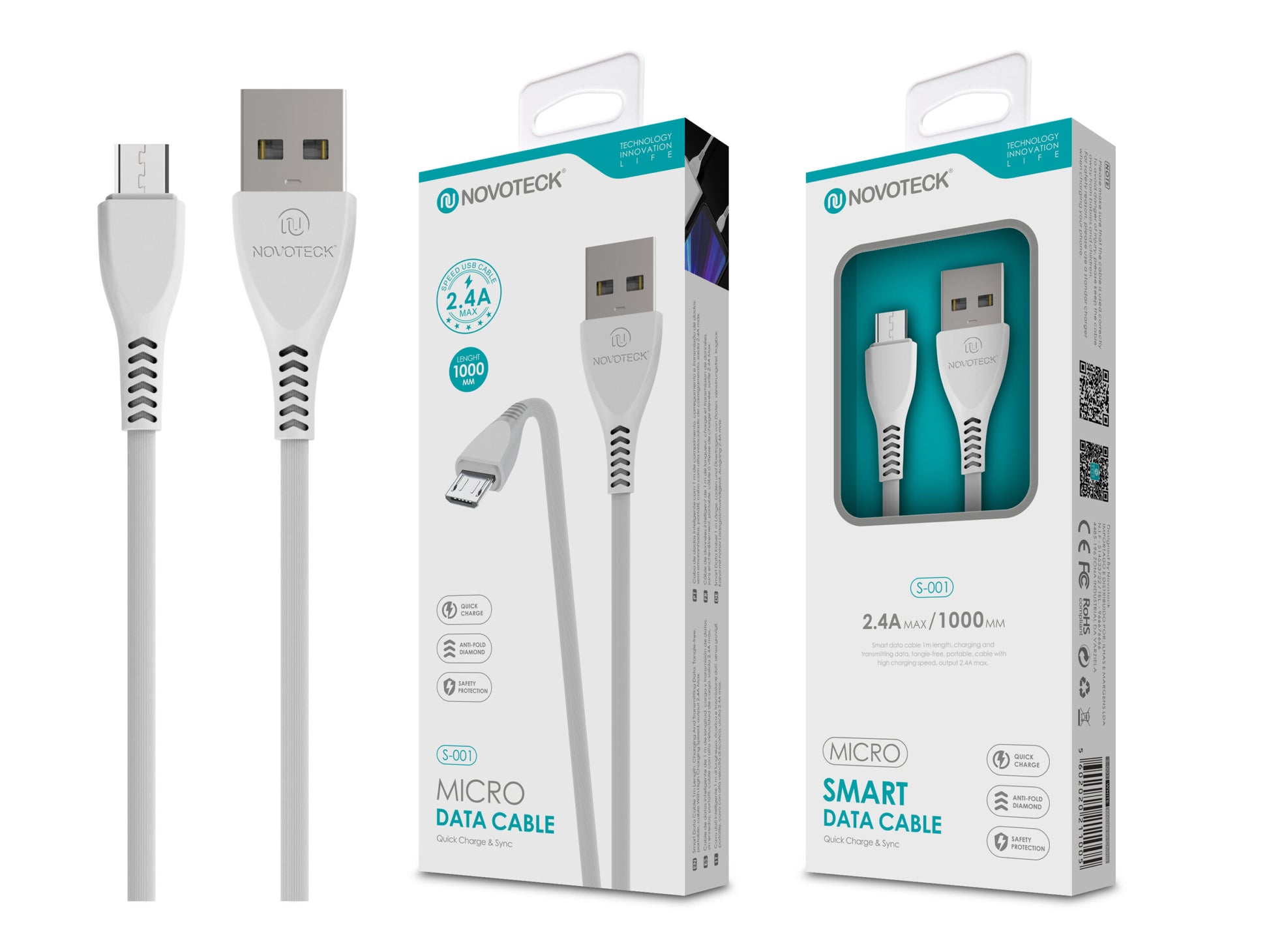 Cabo Micro Usb Branco 2.4A 1M S-001