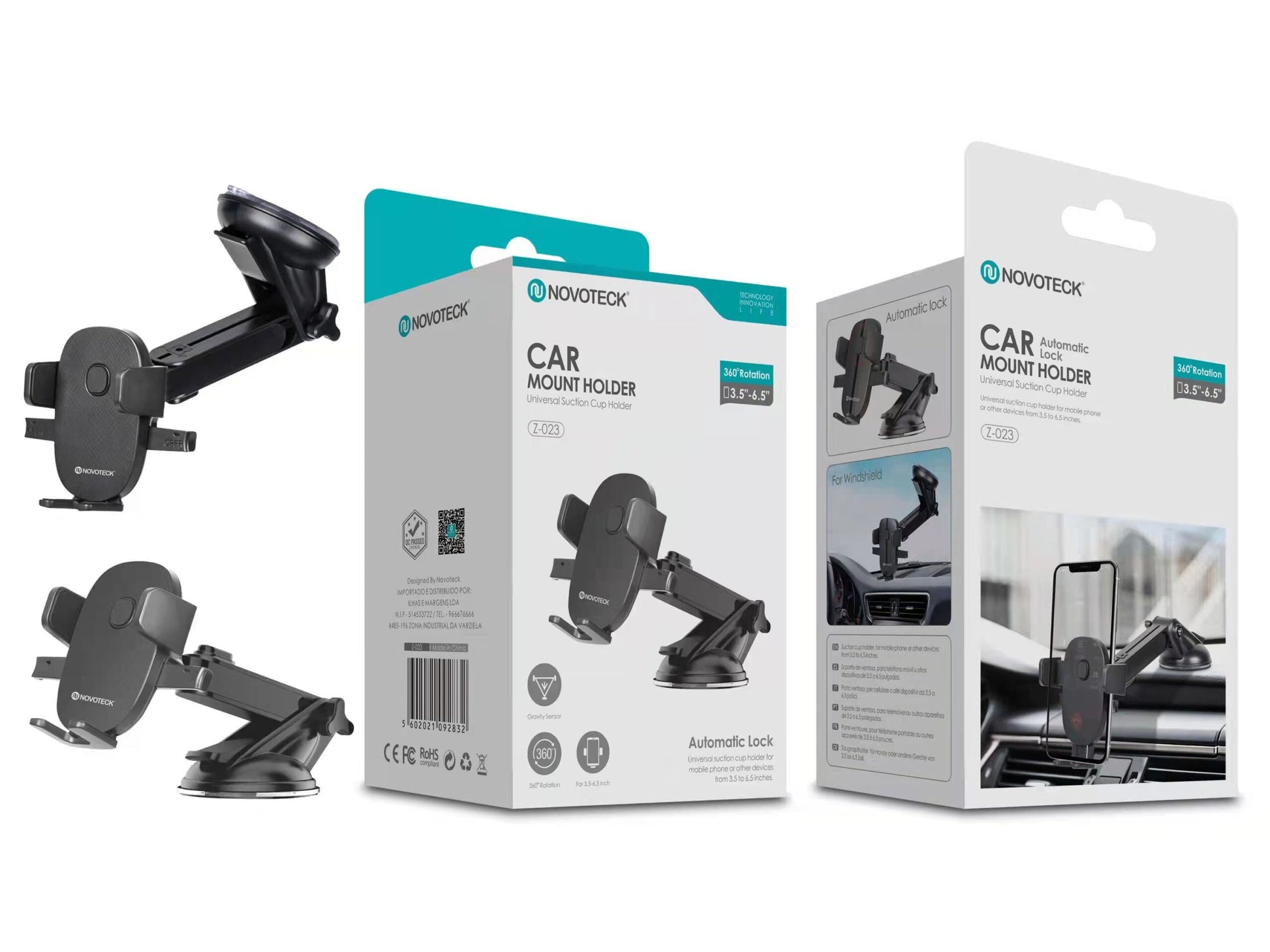 Suporte para Telemóvel com Bloqueio Automático e Rotação 360° - Compatível com 3,5''-6,5'' Z-023