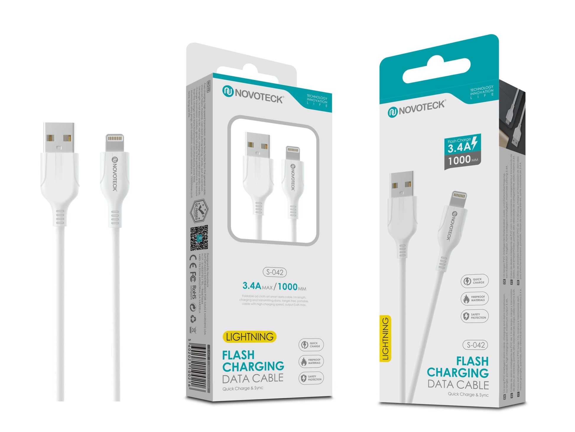 Cabo Lightning Branco 3.4A 1M S-042