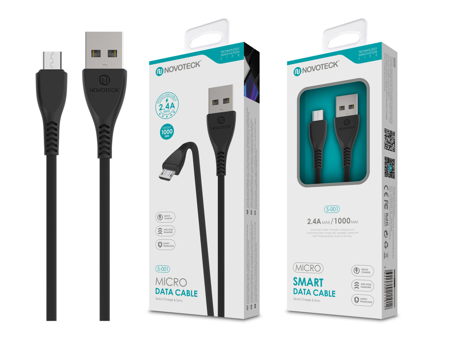 Cabo Micro Usb Negro 2.4A 1M S-001